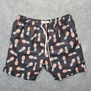 AMBSN Swim Trunks Shorts‎ Mens L 32x7 Brown Unlined Pineapple All Over Print